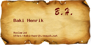 Baki Henrik névjegykártya
